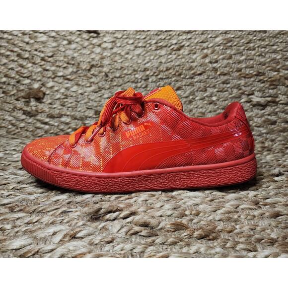Puma Basket Fade 3d Men's Sneakers Red Orange Size 8 - Picture 1 of 10